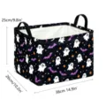 Panier de rangement Halloween fantôme imperméable pliable en tissu bac avec poignées - Panier Carré (Base Noire Lanterne Fantôme) / 38*26*25cm