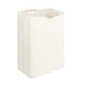 Panier à linge pliable avec poignées en bois, pratique panier de rangement pour linge. - S / Blanc Laiteux Avec Poignée en Bois