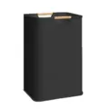 Panier à linge pliable noir avec poignées en bois, corbeille de rangement de vêtements en tissu. - S / Noir Avec Poignée en Bois
