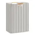Panier à linge pliable rayé gris avec poignées en bois pour rangement de vêtements - S / Rayures Verticales Avec Poignée en Bois