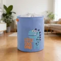 Blue fabric laundry basket with cute cartoon dinosaur print, foldable toy and clothes storage bin. - 35*45cm / Blue Small Dinosaur
