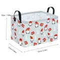 Panier de rangement de Noël pliable en tissu boîte organisateur avec poignées pour vêtements - 33x23x18cm / Style Fond Gris Père Noël