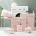 Thickened embroidered sandwich laundry bag set, durable mesh washing pouches for clothes and bras. - Medium (40*50cm) / Pink 160g Sandwich Mesh - Thickened