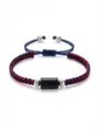 Bracciale intrecciato regolabile in tormalina blu e rossa con pietra nera per uomo e donna elegante - Rosso Marino