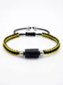Bracciale in corda intrecciata nera e gialla tormalina variante perle di metallo - Nero Giallo