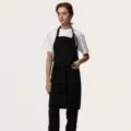 Tablier de cuisine noir avec poches vêtement de travail imperméable pour café et restaurant. - Noir