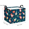 Panier de rangement étanche de Noël avec lutins boîte organisateur de bureau et maison - Panier Carré (Base Bleu Foncé Père Noël) / 38*26*25cm