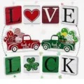 Wooden tiered tray decor set featuring Love and Luck blocks and holiday pickup truck items. - Style C