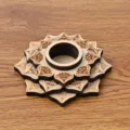 Soporte decorativo de madera con flor de loto para exhibición de artesanía de salón. - Loto de tres niveles