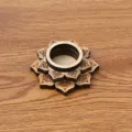 Base decorativa de madera tallada con forma de flor de loto para decoración del hogar. - Loto de dos niveles