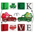 Valentine St Patrick Day tiered tray decor reversible wooden truck sign set for home - Style A