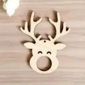 Houten rendier chocoladehouder detailweergave, natuurlijke houten kerstversiering feest. - Kerstman / Verpakking van 5