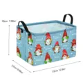 Panier de rangement en tissu Noël imperméable jouets vêtements organiseur boîte déco - 33x23x18cm / Style Fond Bleu Gnomes de Noël