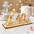 Centre de table d'anniversaire 40 ans en bois avec guirlande LED pour fête deco. - 40 Ans / Sans Lumière