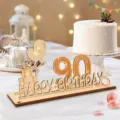 Décoration de table en bois 90e anniversaire avec lumière LED fête cadeau déco - 90 ans