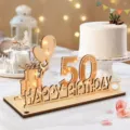 Panneau de décoration de table 50 ans en bois avec guirlande lumineuse LED fête. - 50 Ans