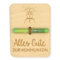 Houten geldcadeau kaart voor eerste communie met gegraveerd kruis en zegentekst voor feest - Populierenhouten plank 15x10 (kaart & henneptouw) / Gouden Munt