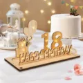 Centre de table 18 ans en bois avec guirlande lumineuse LED décoration de fêtes - 18 Ans