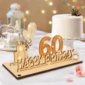Pancarte de Décoration de Table 60 Ans Anniversaire en Bois avec Guirlande LED 1pc - 60 Ans