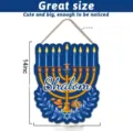 Hanukkah wooden hanging sign with menorah and star of david design, perfect holiday wall decor. - 9-Candle Wooden Wall Hanging Decor 1