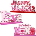 Wooden Valentine's Day table sign love heart decor romantic wedding home desktop display - Style 1