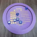 Hölzernes Farkle Würfeltablett Set mit Spielregeln und blauen Würfeln für Partyspiele. - 18 cm Durchmesser, mit 6 Würfeln / Lila