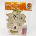 Halloween DIY wooden skull painting craft kit with colorful markers for kids art projects. - Style B