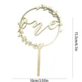 Wooden one cake topper with leaf wreath design, perfect for baby first birthday party decor. - Birthday Topper Style E