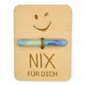 Bellissimo biglietto regalo in legno per soldi con simpatica faccia sorridente incisa. - Alfabeto