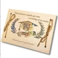 Houten afstudeergeldhouder kaart cadeau decoratie voor het afstudeerfeest handwerk. - Doctoraatshoed