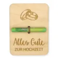 Cartolina regalo di nozze in legno con anelli incisi e testo augurale per soldi - Anelli per Coppie