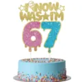 Kids birthday glitter cake topper with numbers 6 and 7 for fun party decoration. - Assembled Finished Style
