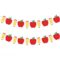 Back to school classroom decoration glitter red apple and yellow pencil garland set - 2 Strands Pack
