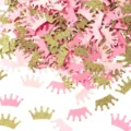 Confettis en forme de couronne rose et or pour anniversaire et décoration de table. - Confettis couronne de fille rose et or / 100 Pièces/Paquet