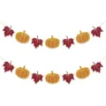 Guirnalda de calabaza y hoja de arce con purpurina para fiesta de Acción de Gracias. - Paquete de 2 banderines de Acción de Gracias de hojas de maple y calabazas