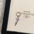 Exquisite handmade purple crystal spike pendant hoop earrings for women, stylish piercing jewelry. - 3534 Purple Rhinestone - Single Piece