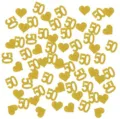Gold glitter number 50 and heart confetti pieces detail shot, perfect for birthday anniversary party. - Fifty / 50th Anniversary Style