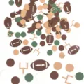 Super Bowl football confetti party decorations set with brown green round and goalpost shapes. - Super Bowl Football Confetti Style / 100 Pieces/Pack