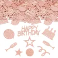 Rose gold glitter birthday party confetti set, table scatter decoration with letters and shapes. - Rose Gold Birthday Confetti / 100pcs
