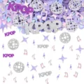 Kpop feest confetti disco bal en muzieknoot glitter pailletten decoratie set - Kpop muzieknoten confetti / Laser Multicolor (500 Stks)