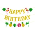 Hawaiianische Geburtstagsparty Dekoration Banner Glitzer Gold Flamingo Sommer Party Deko - Hawaiianische Flamingo-Banner für Geburtstagspartys