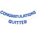 Blue glitter congratulations quitter banner for retirement party and farewell decoration supplies. - Blue Retirement & Graduation Banners