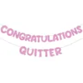 Banner rosa con purpurina felicitaciones quitter para fiesta de jubilacion decoracion - Pancartas de jubilación y graduación rosas