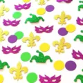 Mardi Gras party confetti table decorations glitter masquerade masks jester hats fleur-de-lis - Masquerade Mask & Dot Confetti / Pack of 100