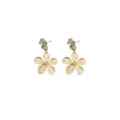 Belles boucles d'oreilles fleurs blanches avec strass brillants, charmants bijoux de marguerite. - Blanc
