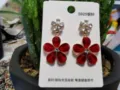 Rote Kristall Blumen Ohrringe, S925 Silber Nadel blumige Ohrhänger für tägliche Mode Damen - Rot
