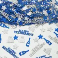 Happy retirement glitter confetti blue silver table scatter party decorations for celebration - Blue & Silver Retirement Glitter Confetti / Pack of 100