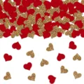 Red and leopard print heart confetti for birthday party table decoration main view. - 100 Sheets/Pack