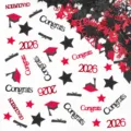2026 Graduation Party Confetti Red Black Glitter Table Scatter Graduation Cap Stars Decor - Red Graduation Cap Confetti / 100pcs Pack