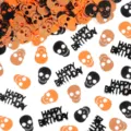 Halloween skull confetti black orange glitter birthday party table scatter decorations. - Orange Halloween Birthday Skull Confetti / 100pcs Pack